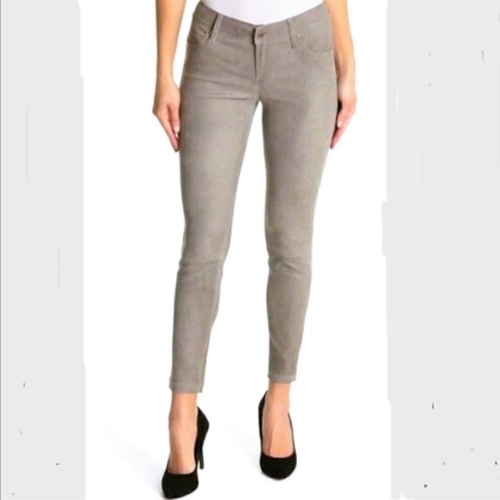 New RTA PRINCE LEATHER GRAY SKINNY PANTS SIZE 25